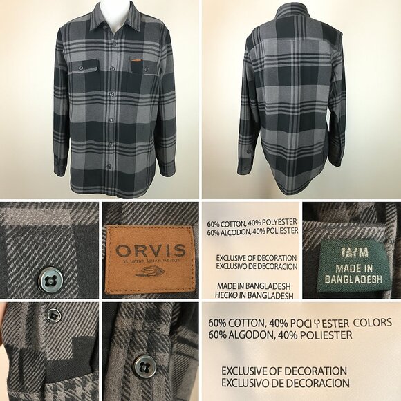 Orvis Classic Collection Flannel Shirt — Black & Gray Plaid, Timeless - Picture 4 of 14